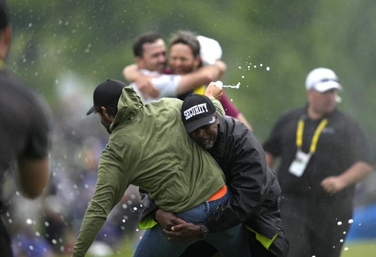 Golfer Adam Hadwin mistakenly leveled by security when celebrating Nick Taylor’s fairytale Canadian Open win