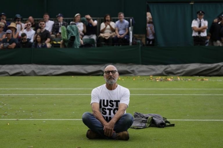 Just Stop Oil protesters disrupt two matches at Wimbledon