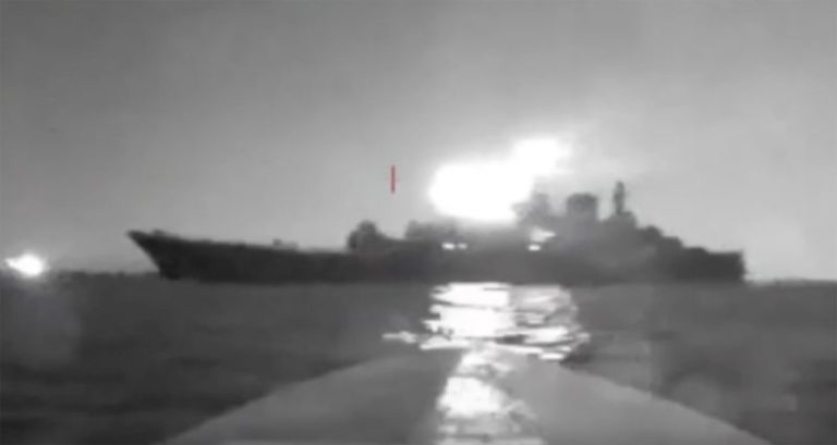 Russian warship seen listing in Black Sea after Ukrainian sea drone attack on major base