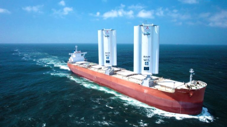 Wind-powered cargo ship sets sail in a move to make shipping greener