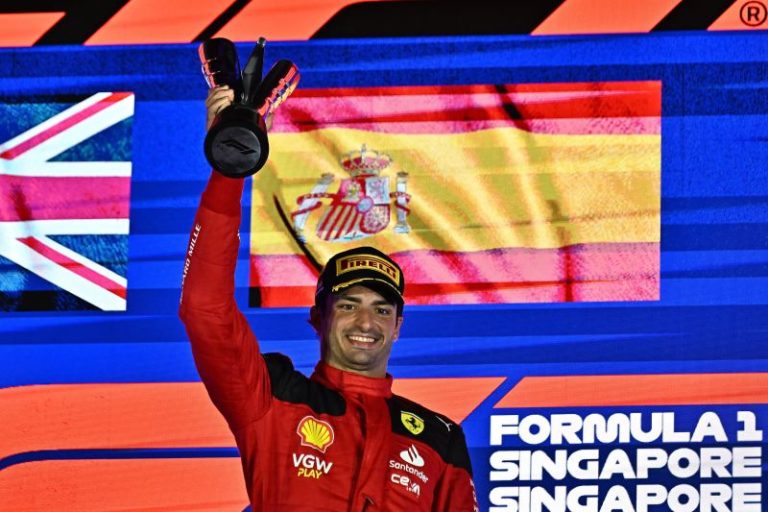 Red Bull fail to win a race for the first time this year as Ferrari’s Carlos Sainz takes victory at Singapore Grand Prix