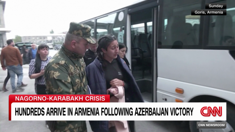 Thousands of ethnic Armenians flee Nagorno-Karabakh after breakaway region’s defeat