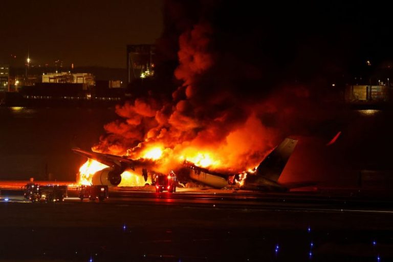 Japan Airlines jet bursts into flames after collision with earthquake relief plane at Tokyo Haneda airport
